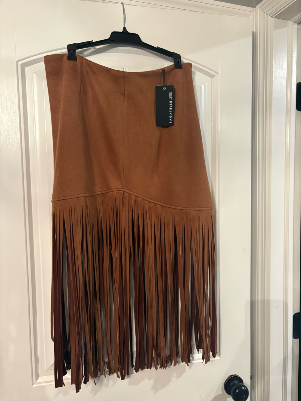 Banana Republic Cognac Fringe Suede Midi Skirt - Picture 2 of 5